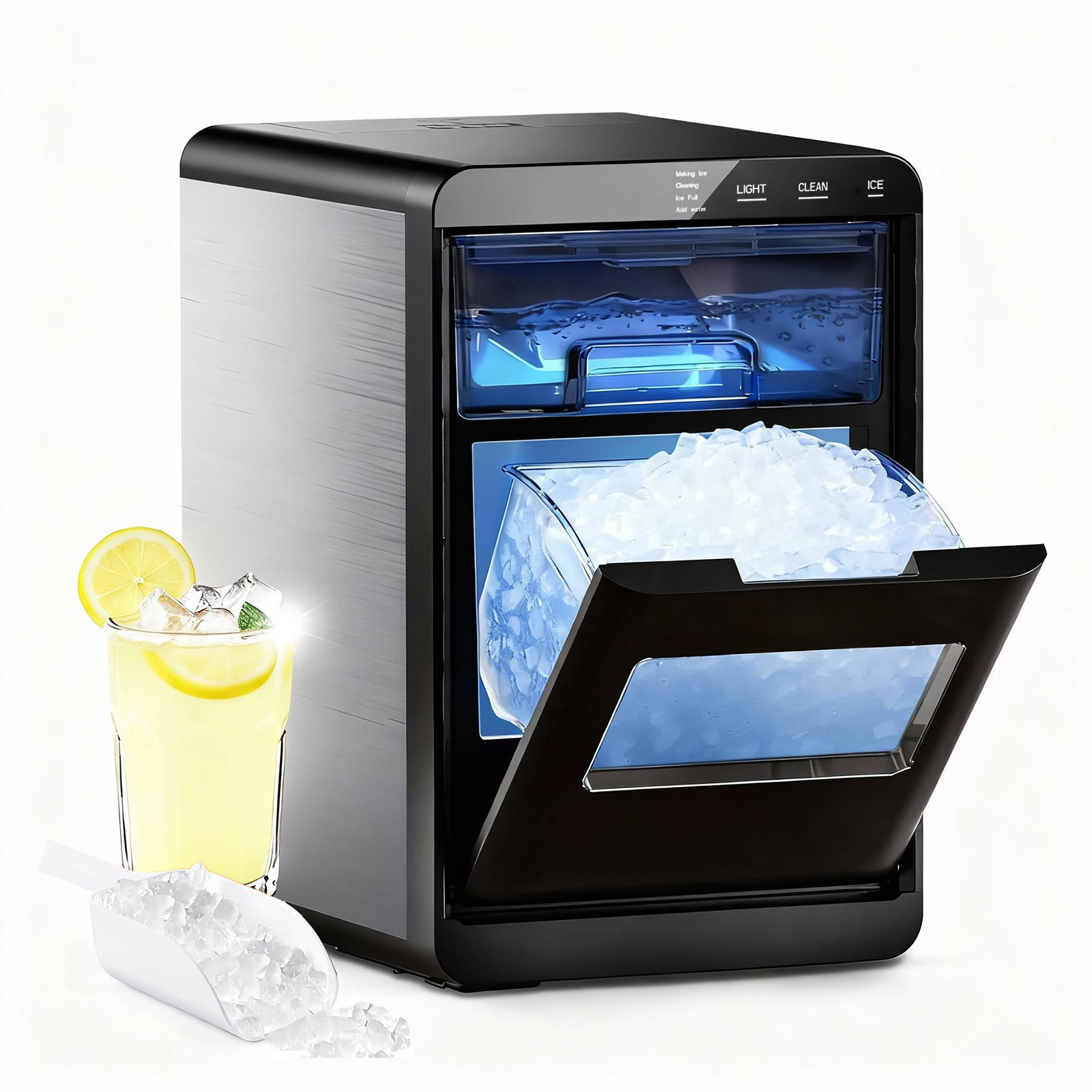 Compost Bin Countertop - Nugget Ice Maker Countertop 44bs/24H Self-Cleaning